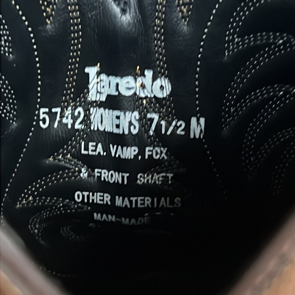 Laredo Boots Lea Vamp Fox Women's Leather Cowgirl Chore Western 7.5 - Picture 8 of 9